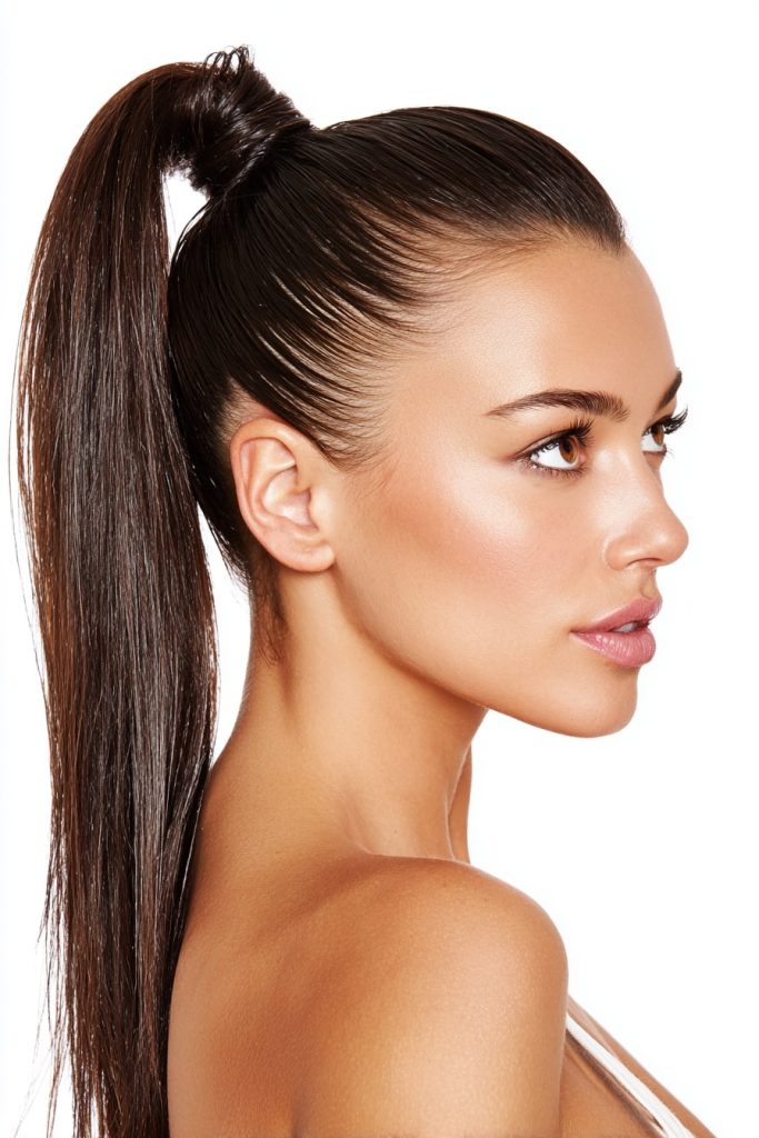 High Ponytail with Sleek Edges