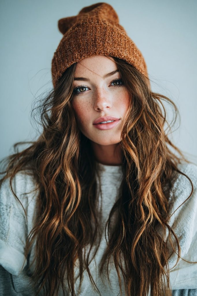 Loose Waves Under the Beanie