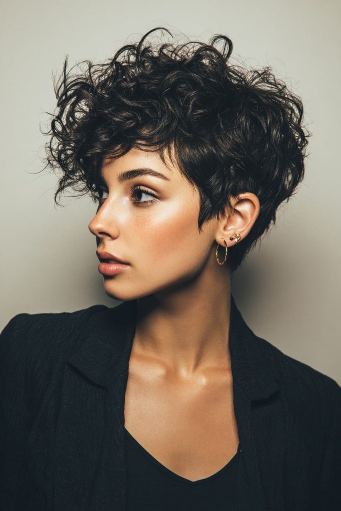 Edgy Curly Pixie Cut