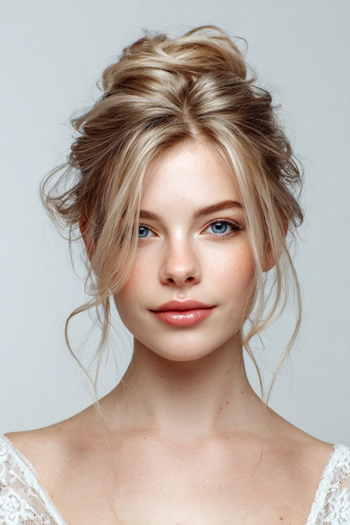 Romantic Updo with Loose Strands