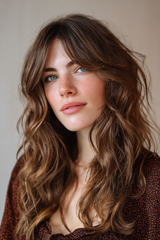 Curtain Bangs with Loose Waves