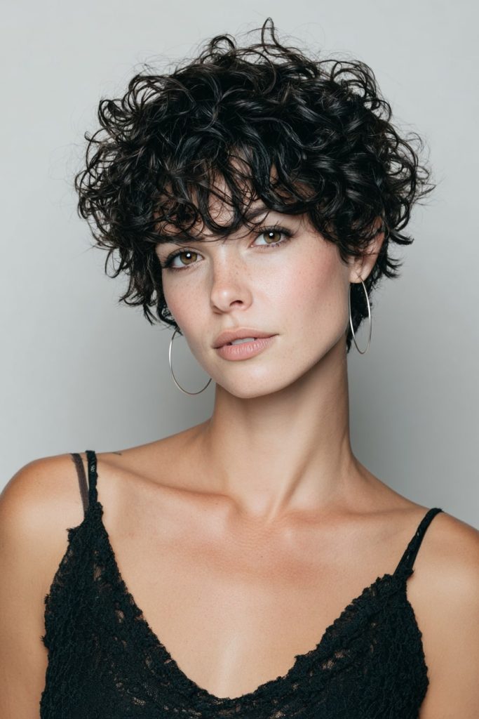 Curly Pixie with Long Fringe
