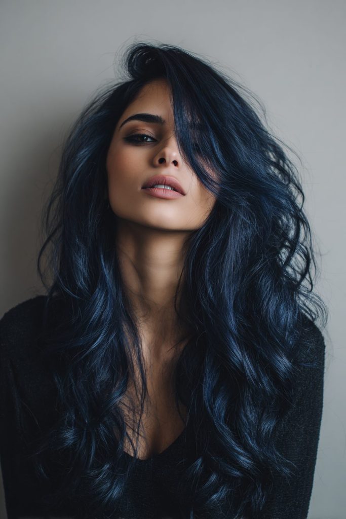 Navy Hair with Soft Waves
