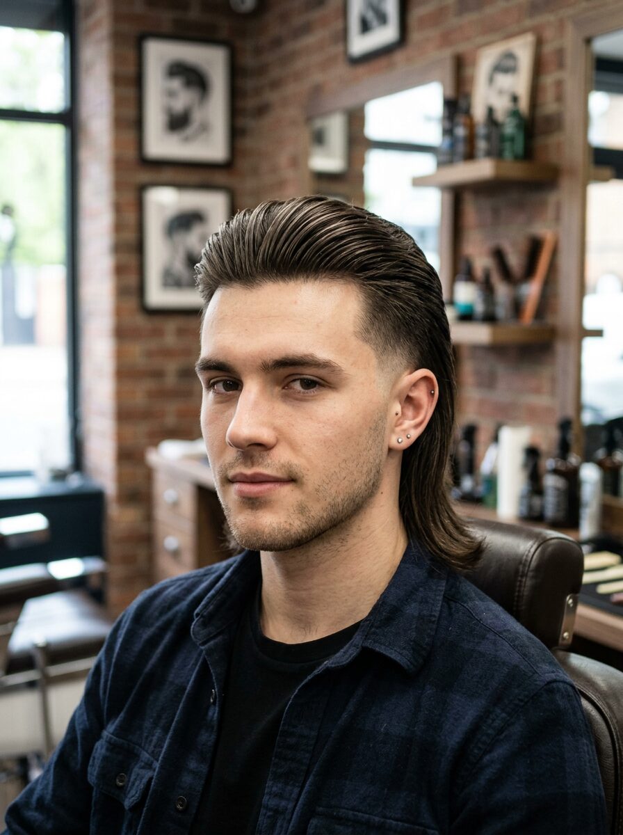 Straight Burst Fade Mullet