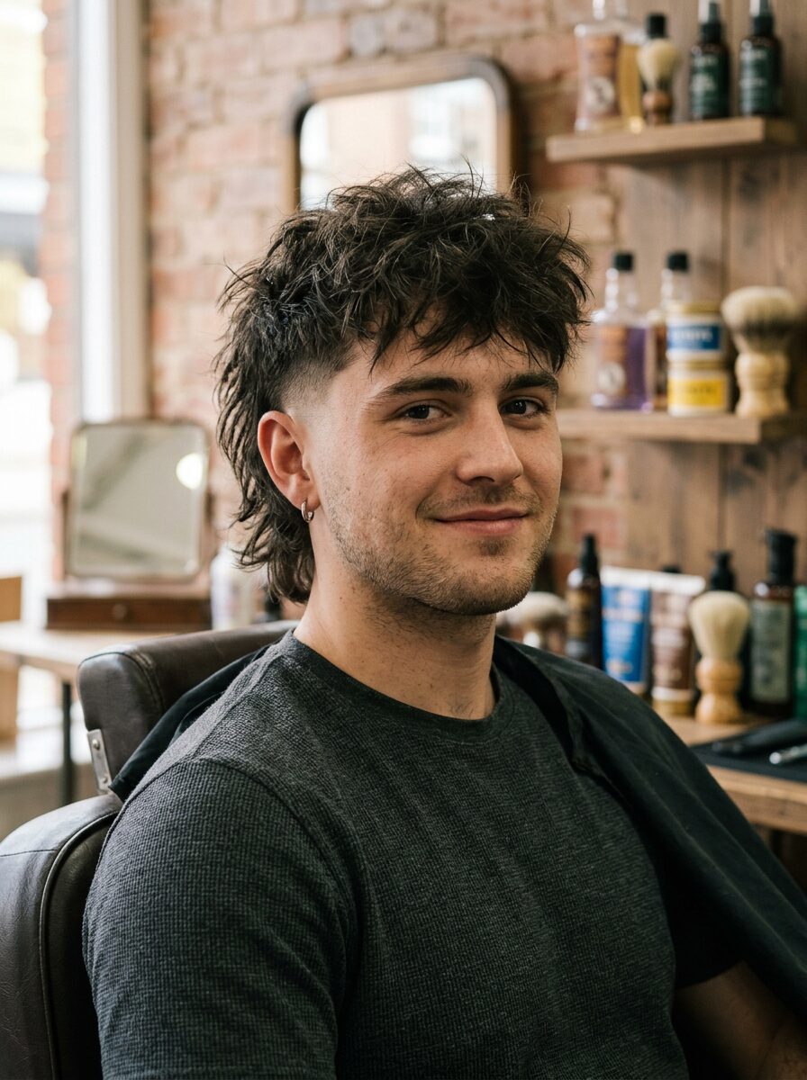 Messy Burst Fade Mullet