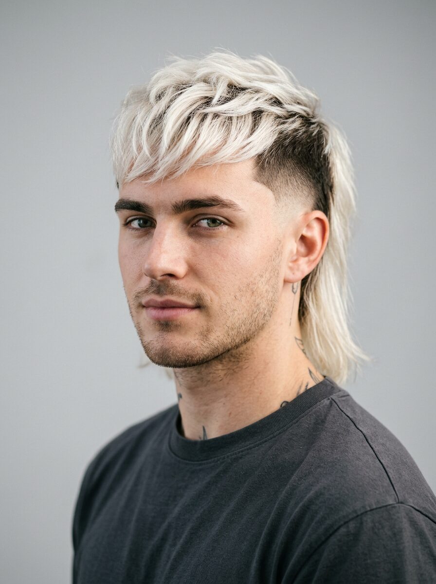 Platinum Burst Fade Mullet