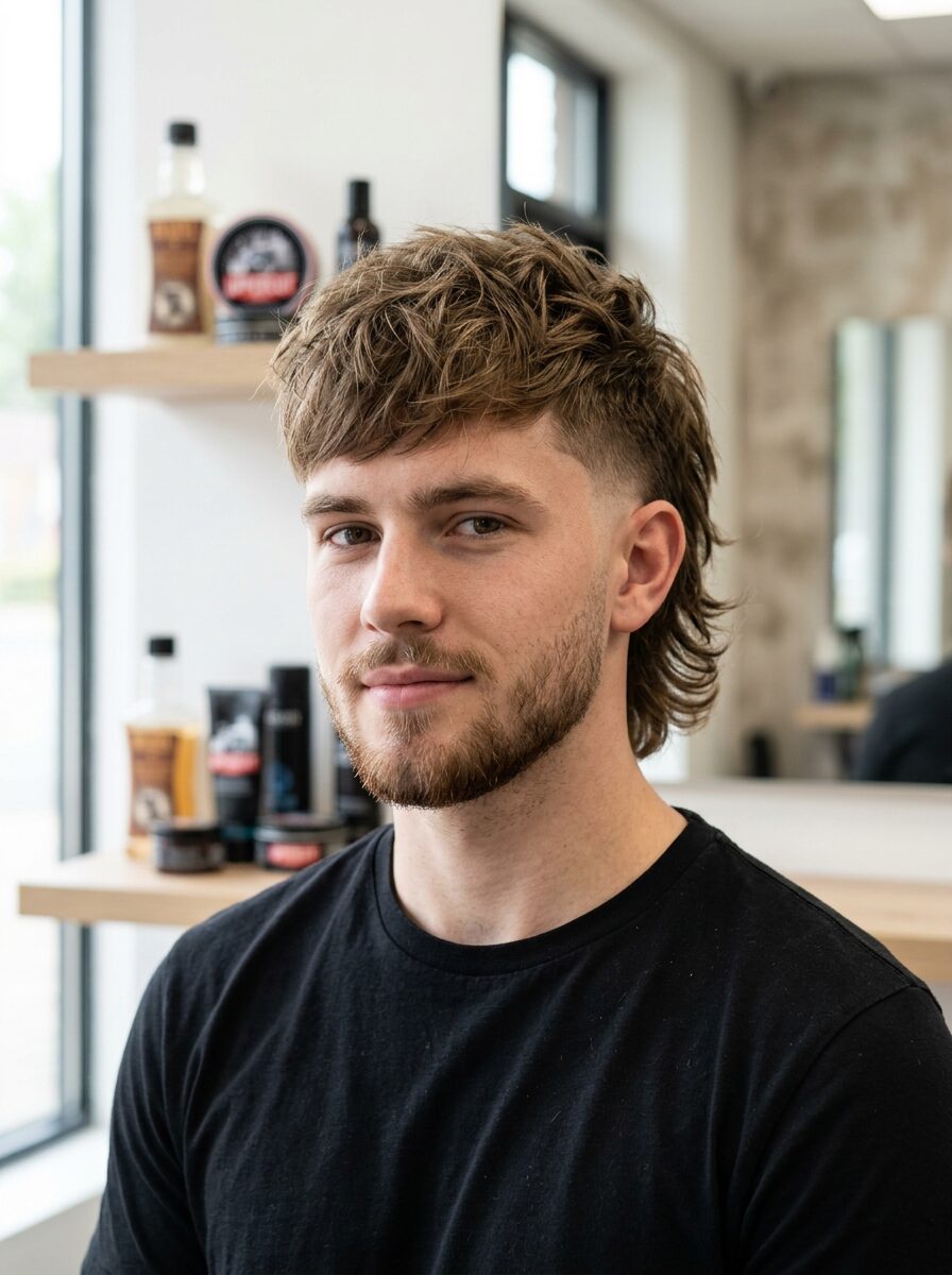 Burst Fade Mullet with Shag Layers