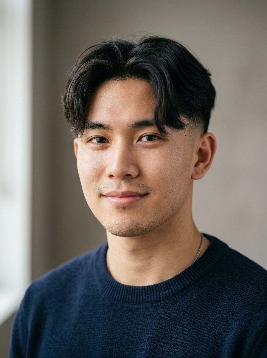 Curtain Bangs with Taper Fade