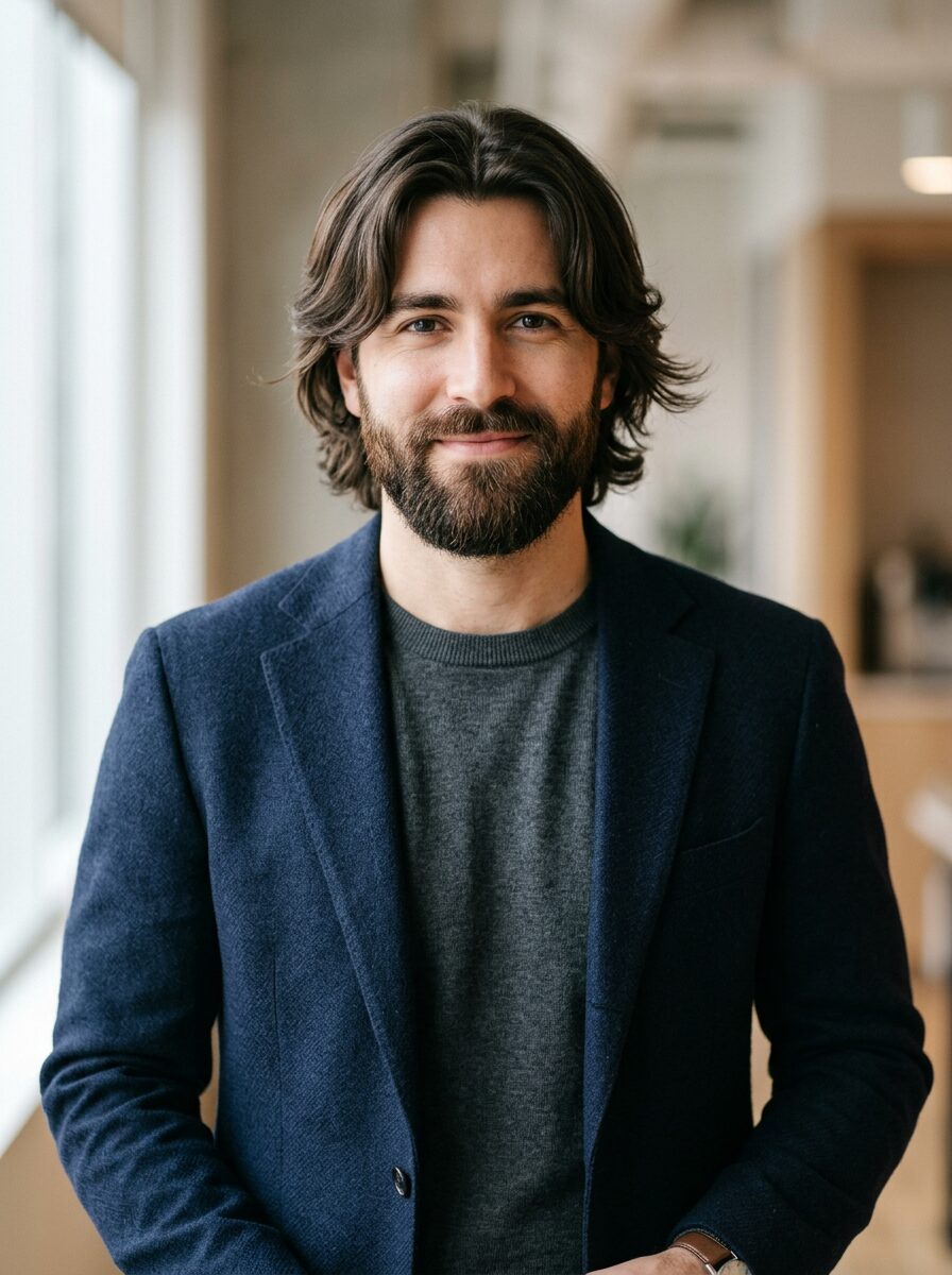 Curtain Bangs with Beard