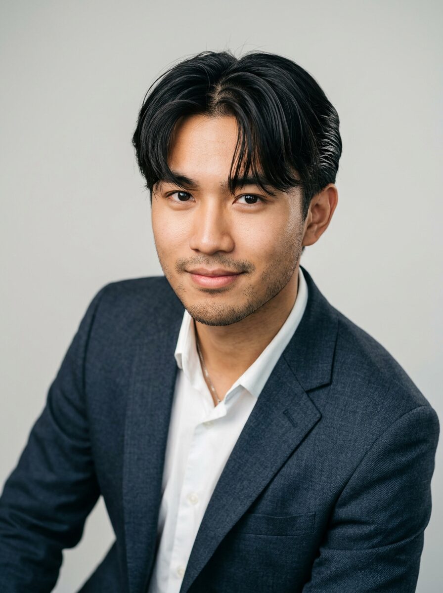 Curtain Bangs with Slicked Back Sides