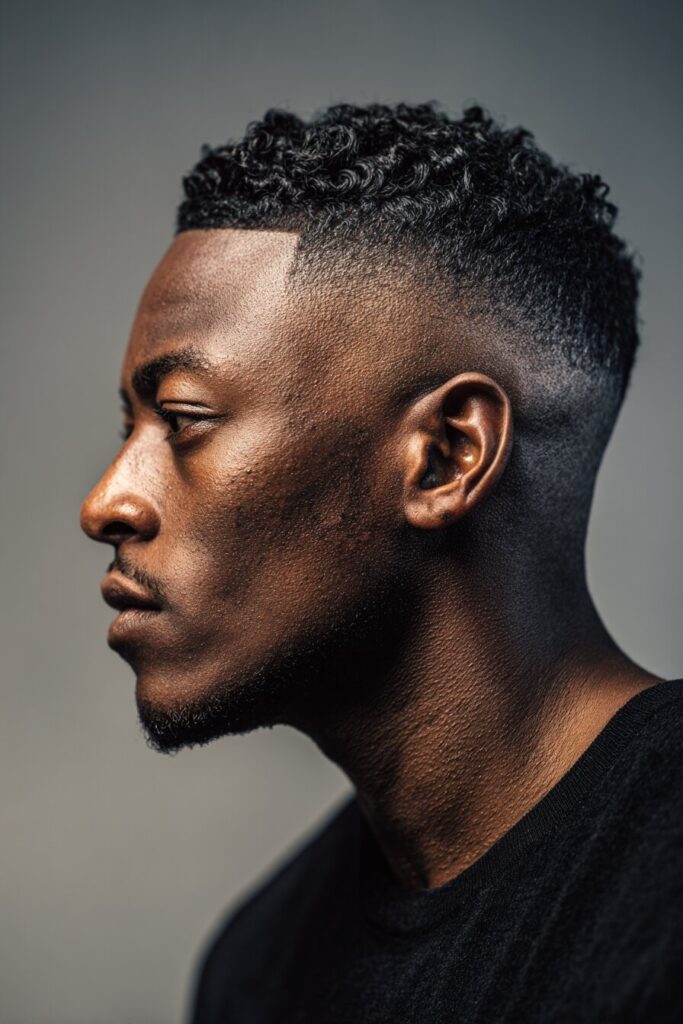 Mid Fade with Curly Top