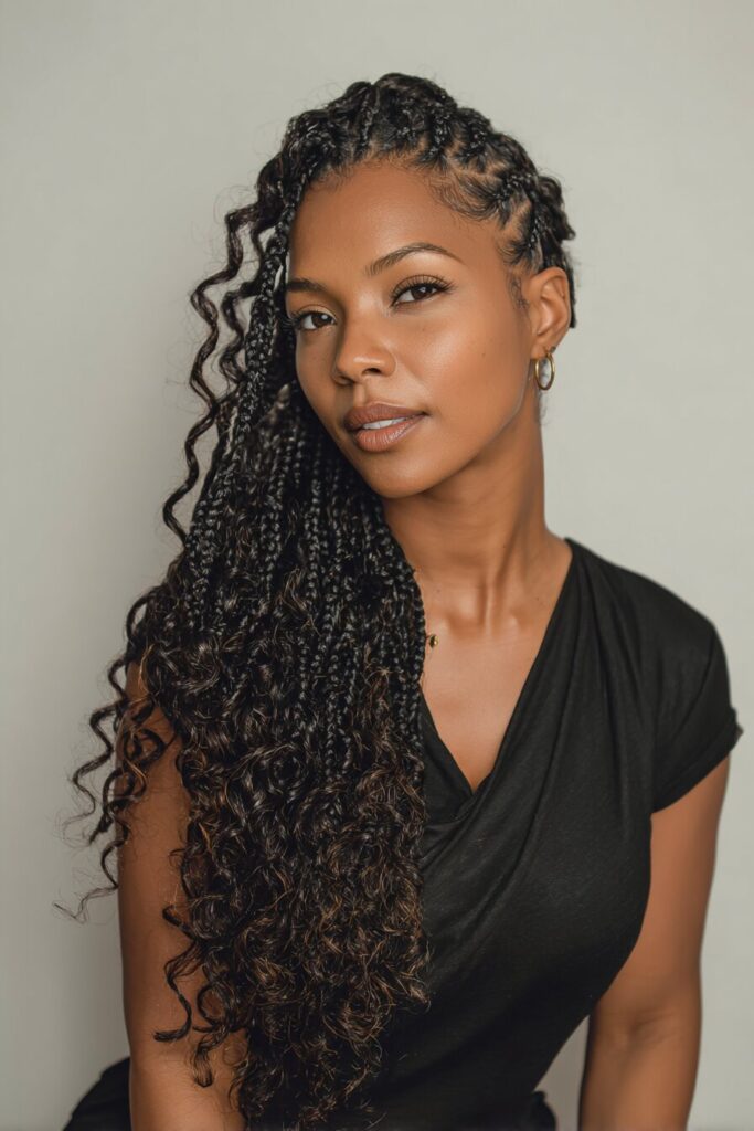 Knotless Braids with Curly Ends
