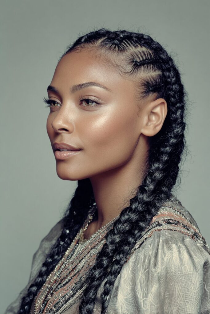 Knotless Braids with Middle Part