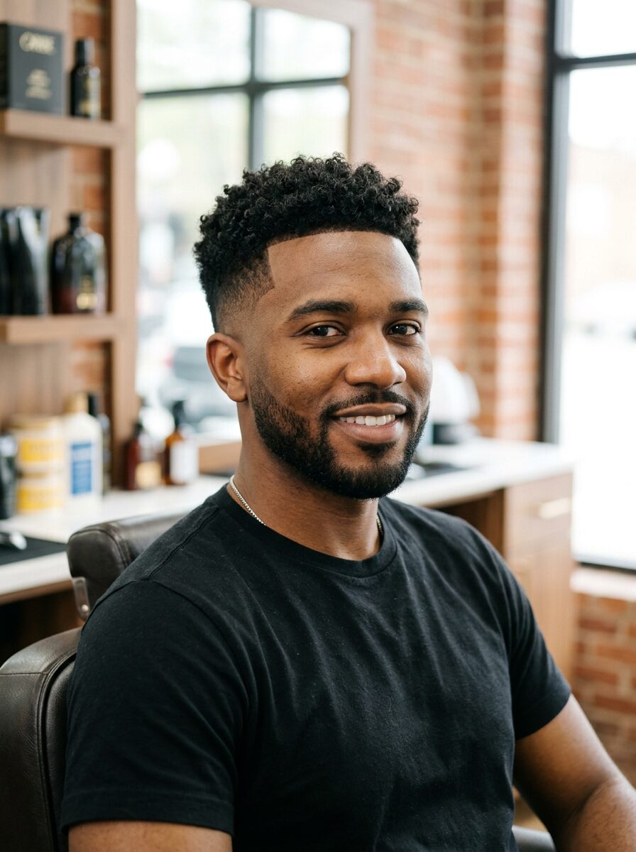 Taper Fade with Natural Curls