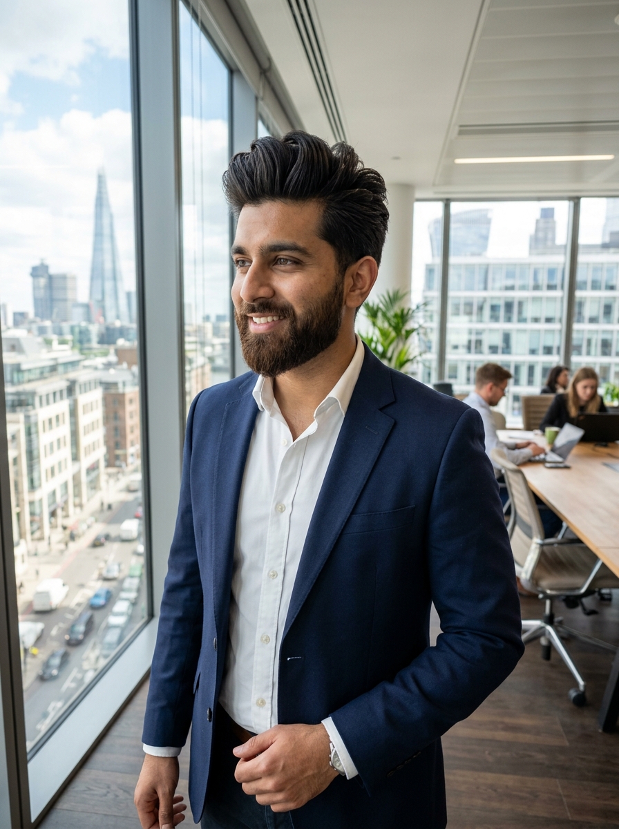 Quiff + Medium Beard