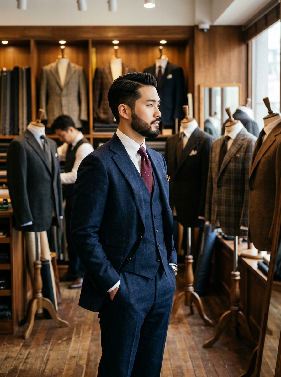 Side Part + Trimmed Beard