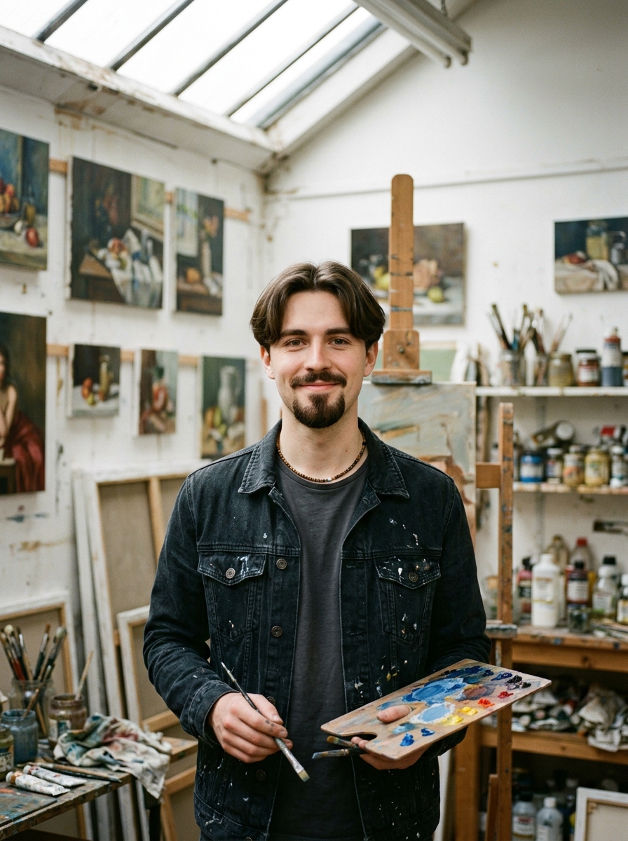 Curtain Bangs + Goatee