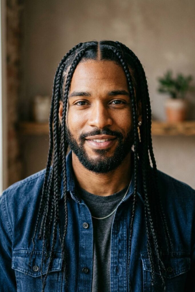 Long Braids with Middle Part
