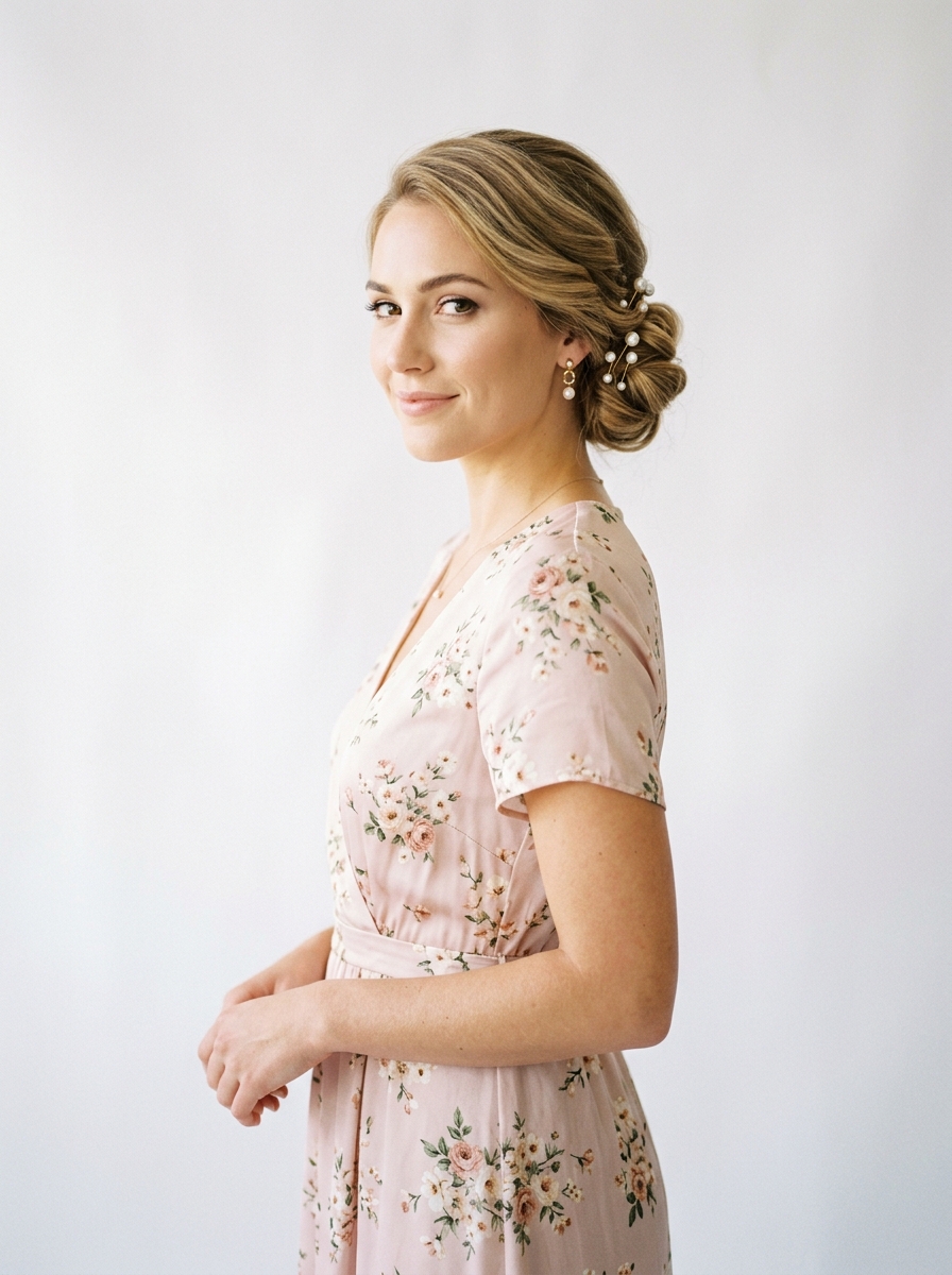 Pearl-Pinned Soft Chignon