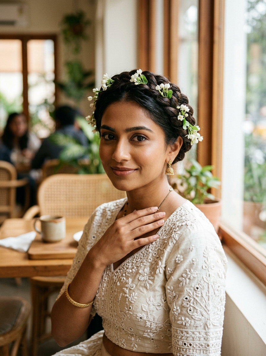 Jasmine-Wreath Twisted Crown
