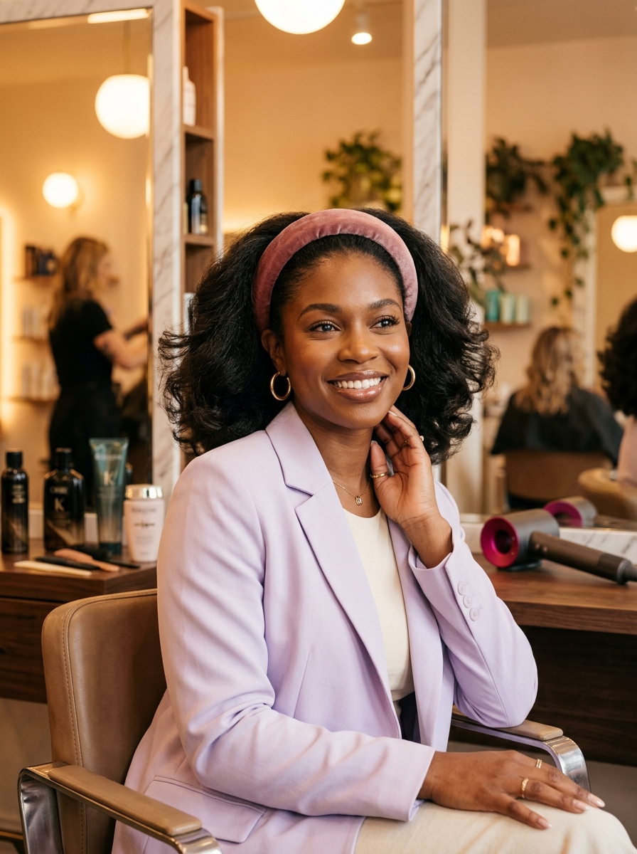 Voluminous Blowout with Velvet Headband