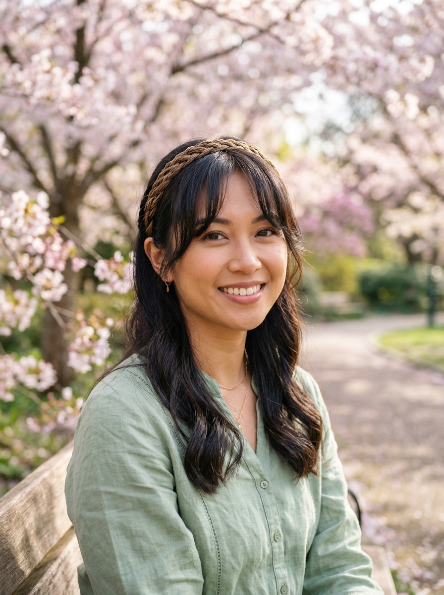 Rope Braid Headband Half-Up with Curtain Bangs
