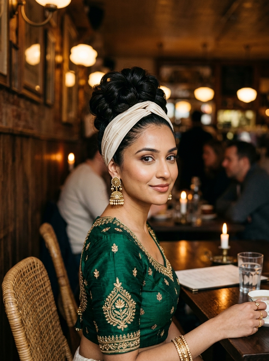Knotted Silk Headband High Updo
