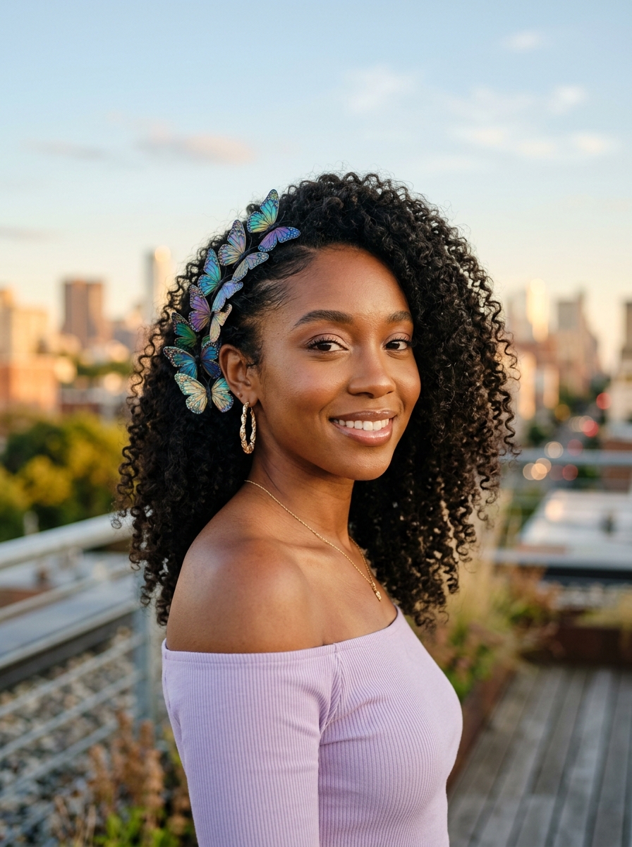 Defined Curl Set with Butterfly Clip Cascade