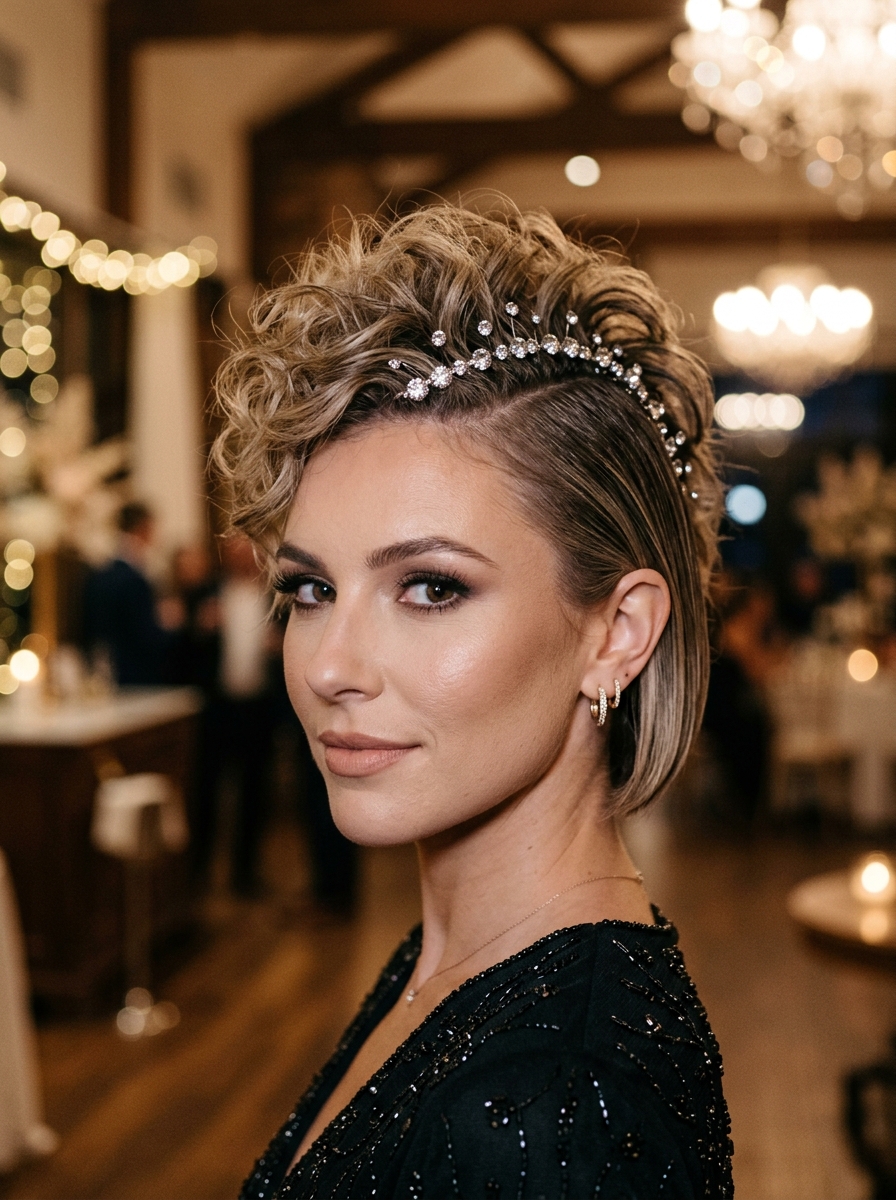 Textured Faux Hawk with Rhinestone Row