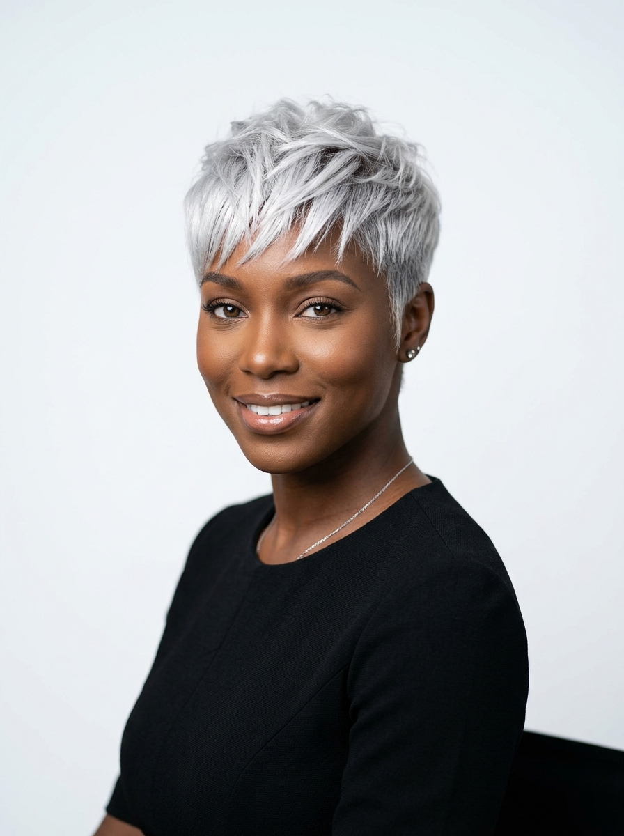 Platinum Silver Pixie with Tapered Sides