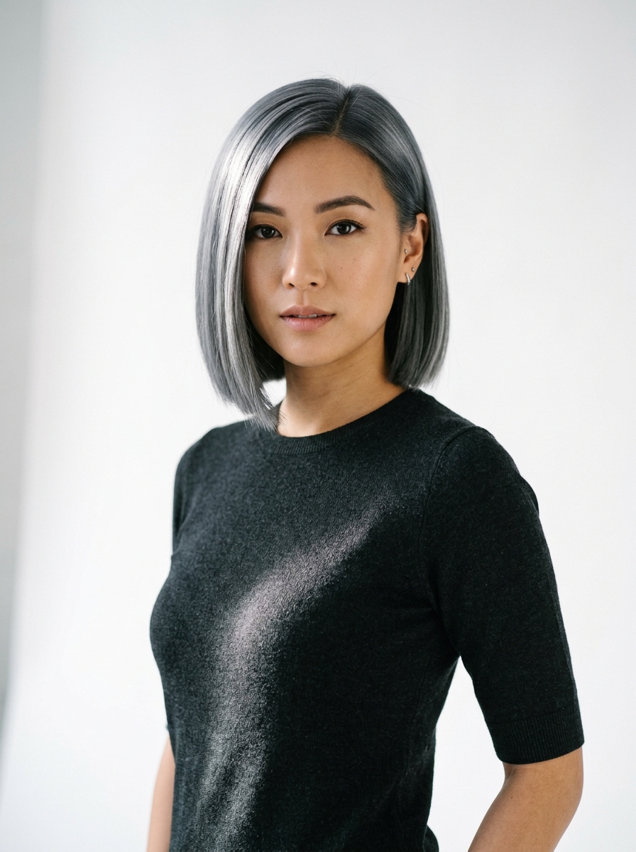 Steel Gray Blunt Bob