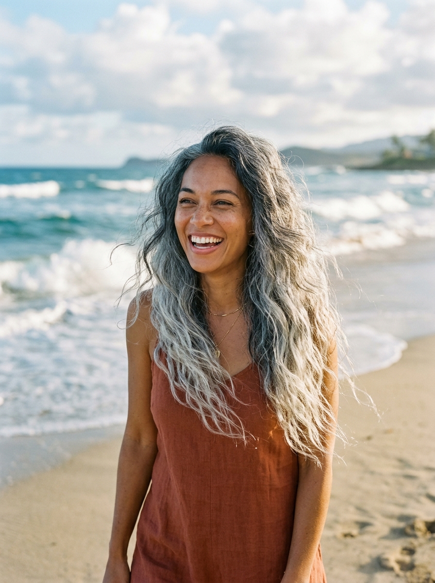 Gray Ombre Waist-Length Waves