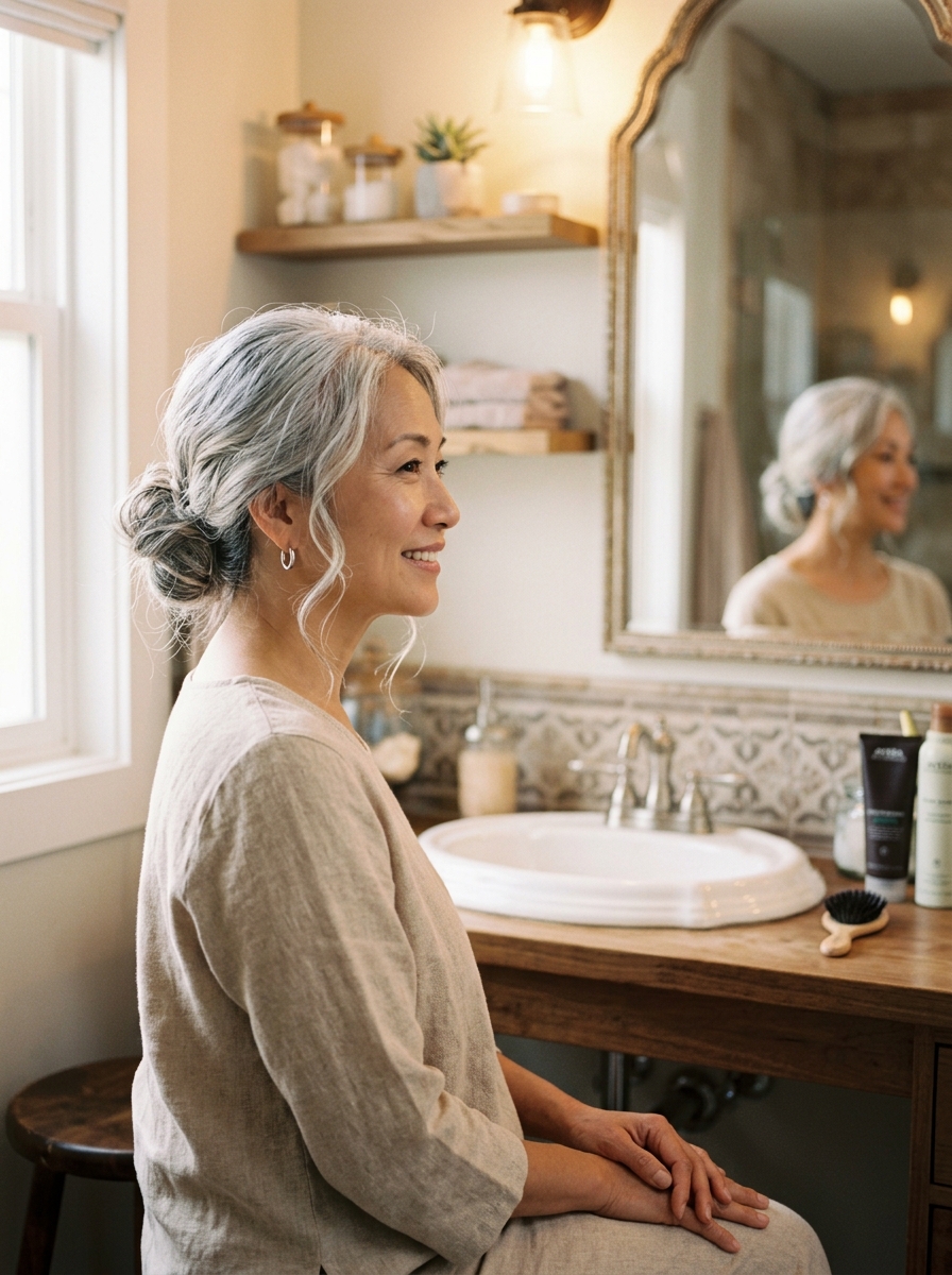 Loose Silver Low Bun