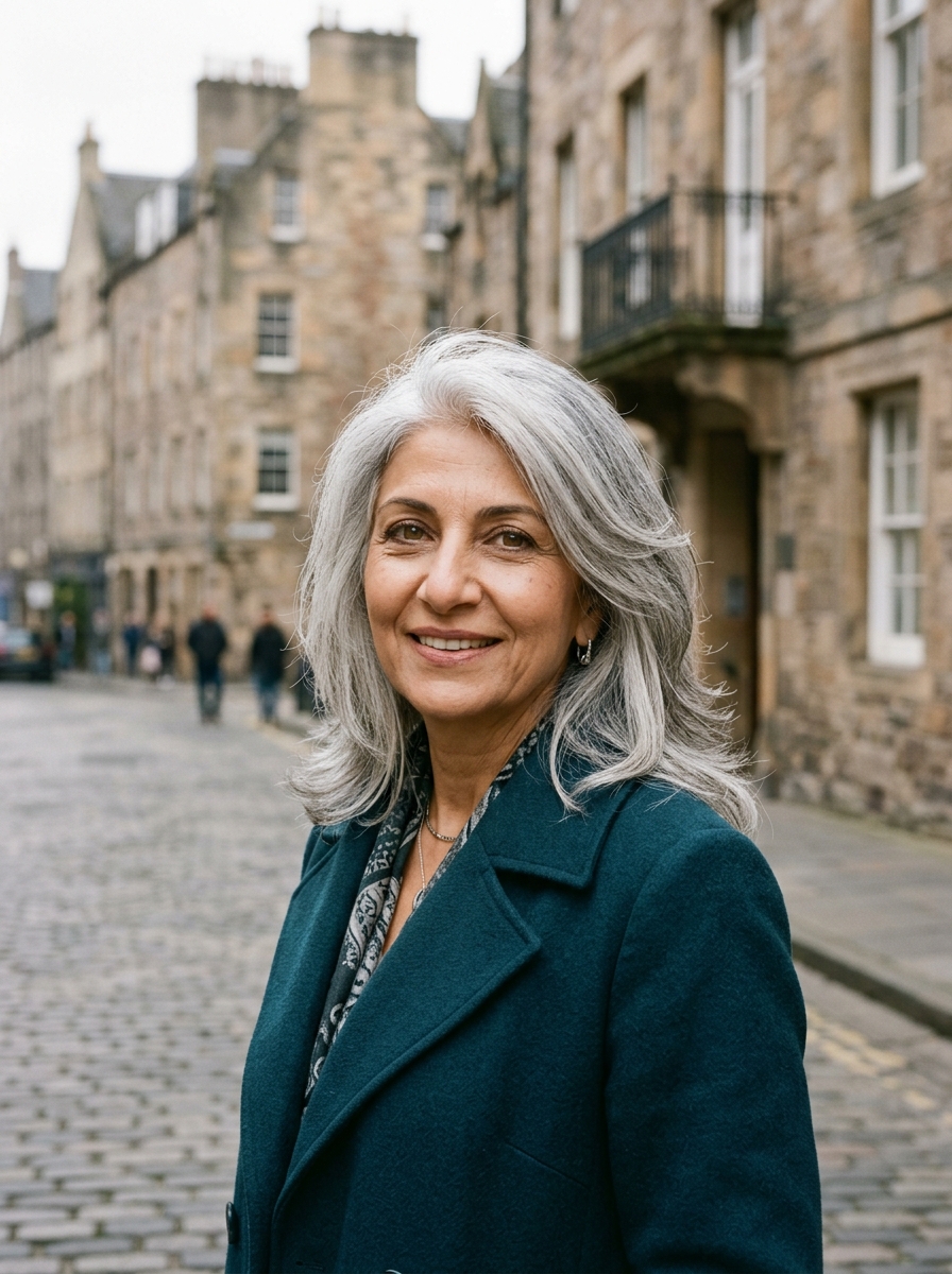 Pewter Highlights on White Hair