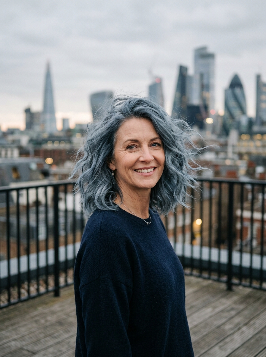 Smoky Blue-Gray Waves