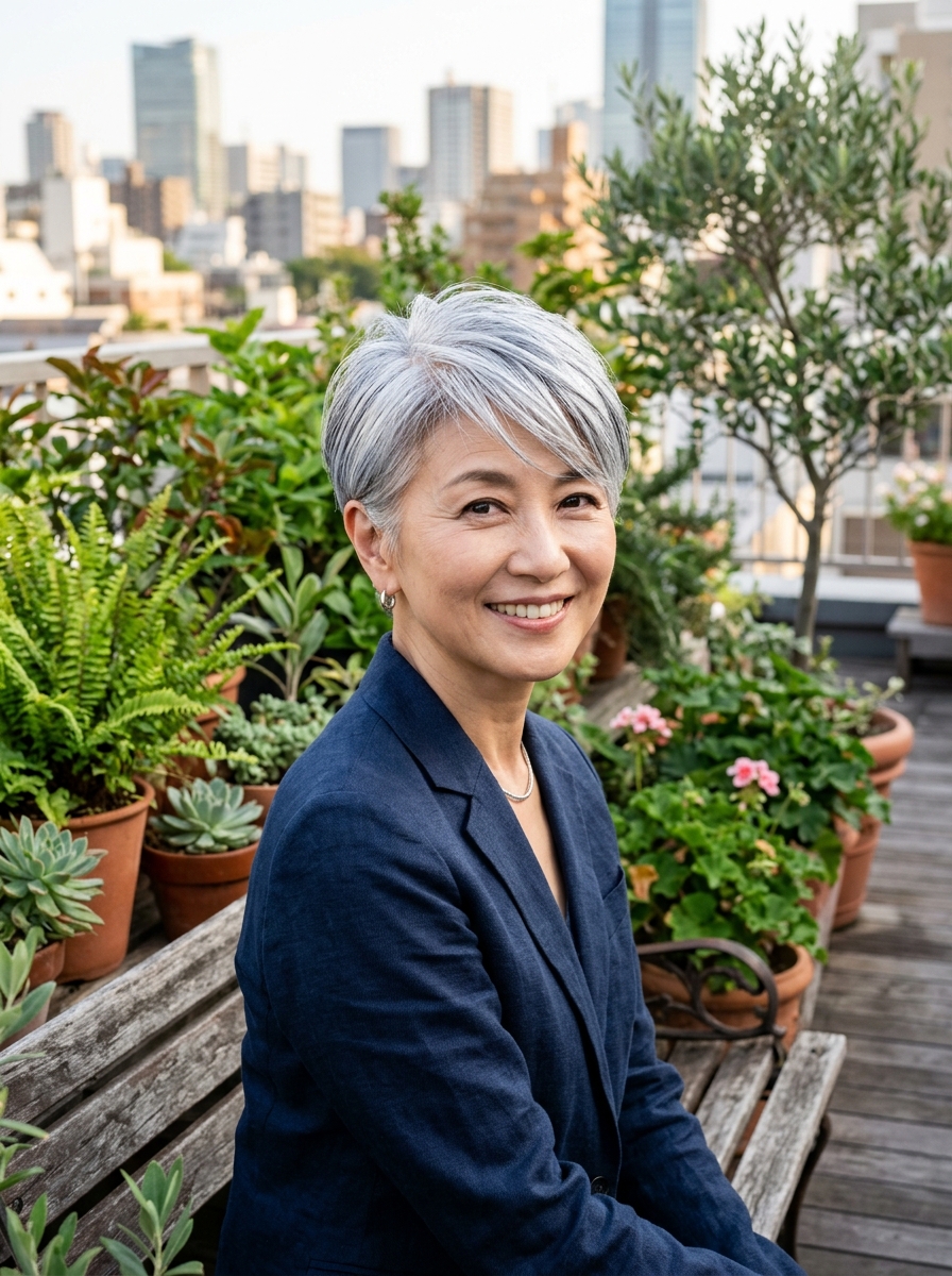 Chrome Silver Pixie Cut