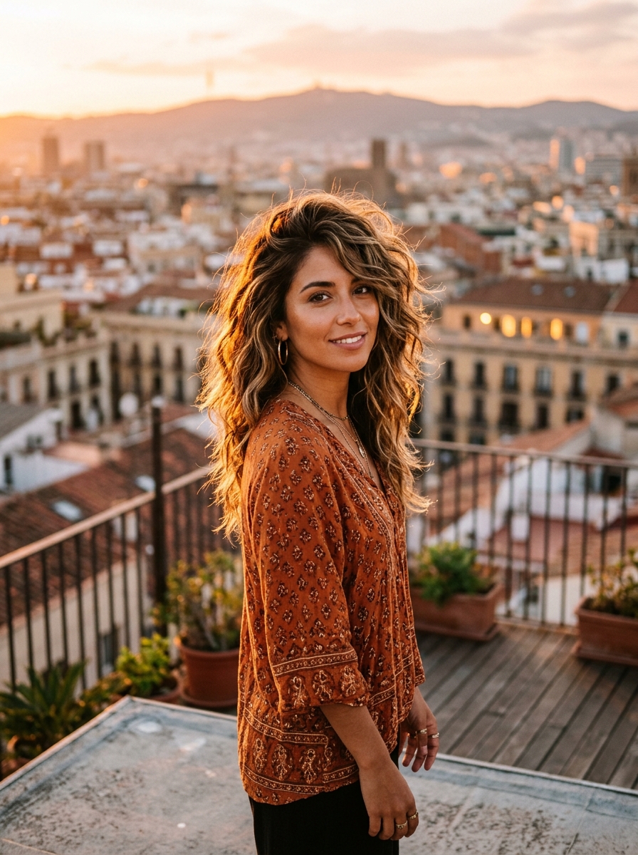 Wavy Brunette Gypsy Shag with Razored Ends
