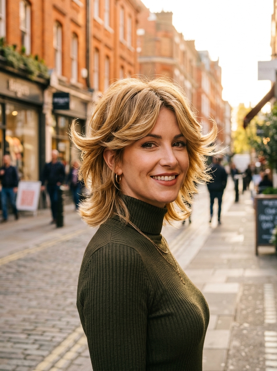 Feathered 70s-Inspired Long Pixie Bob