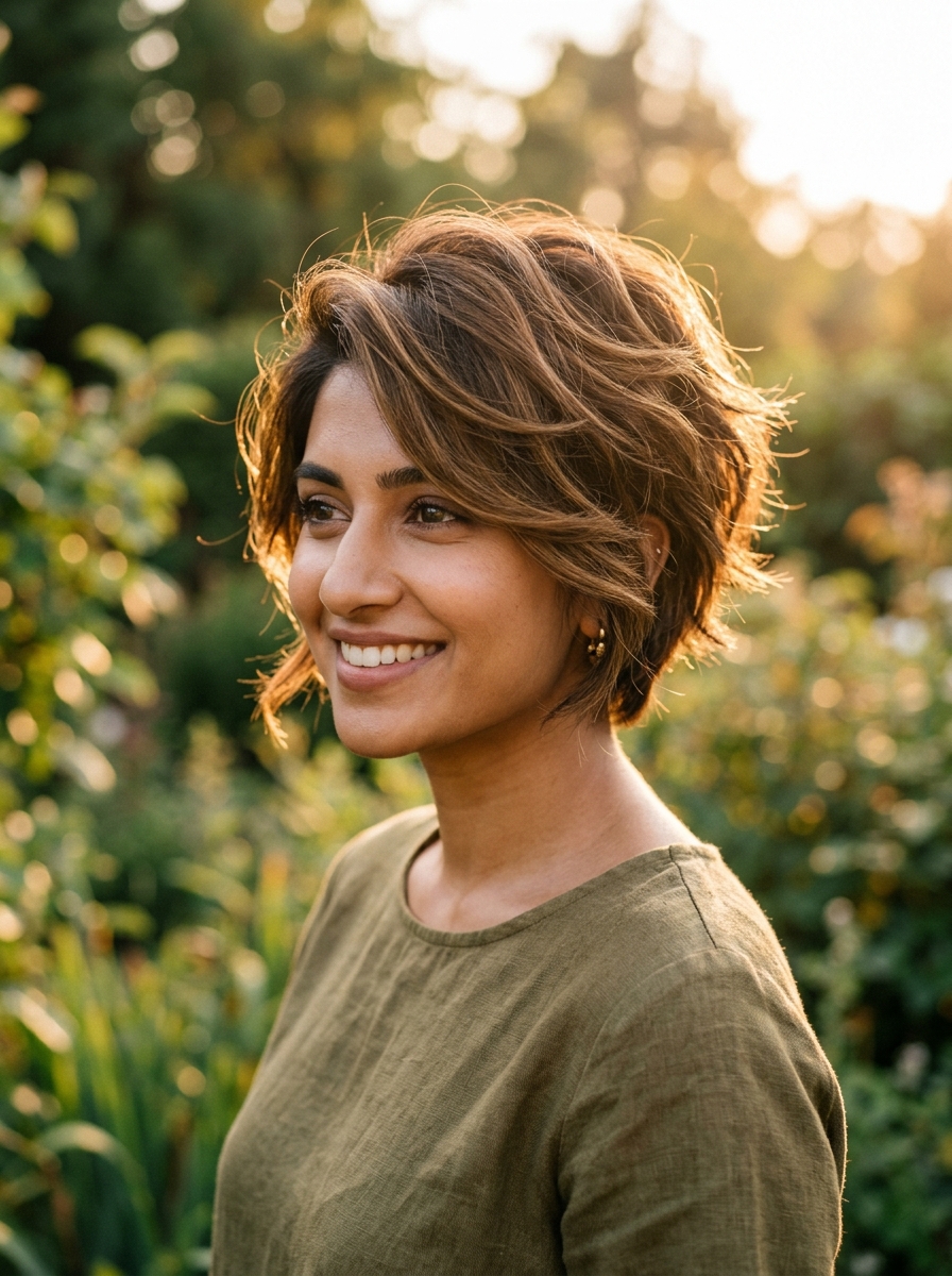 Tousled Face-Framing Layered Long Pixie Bob