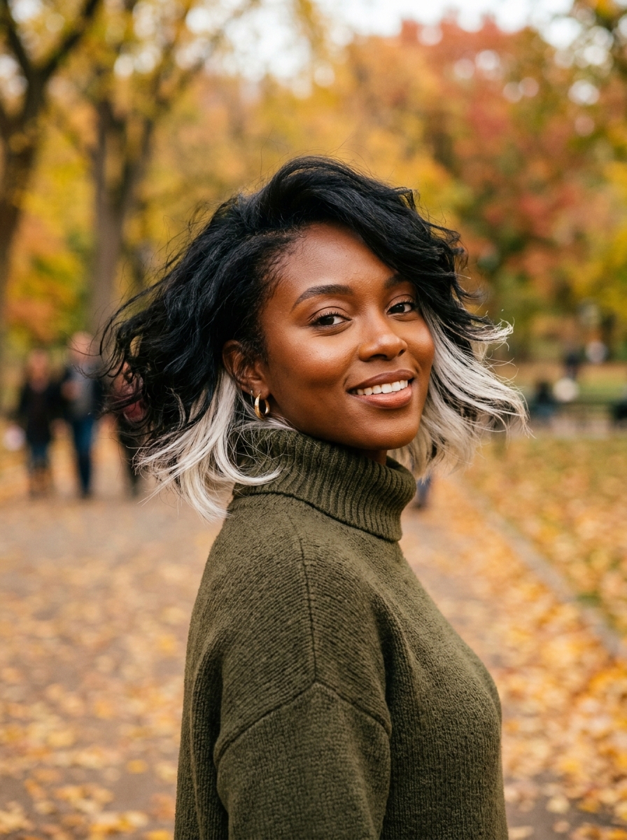 Two-Tone Black and Pearl Long Pixie Bob