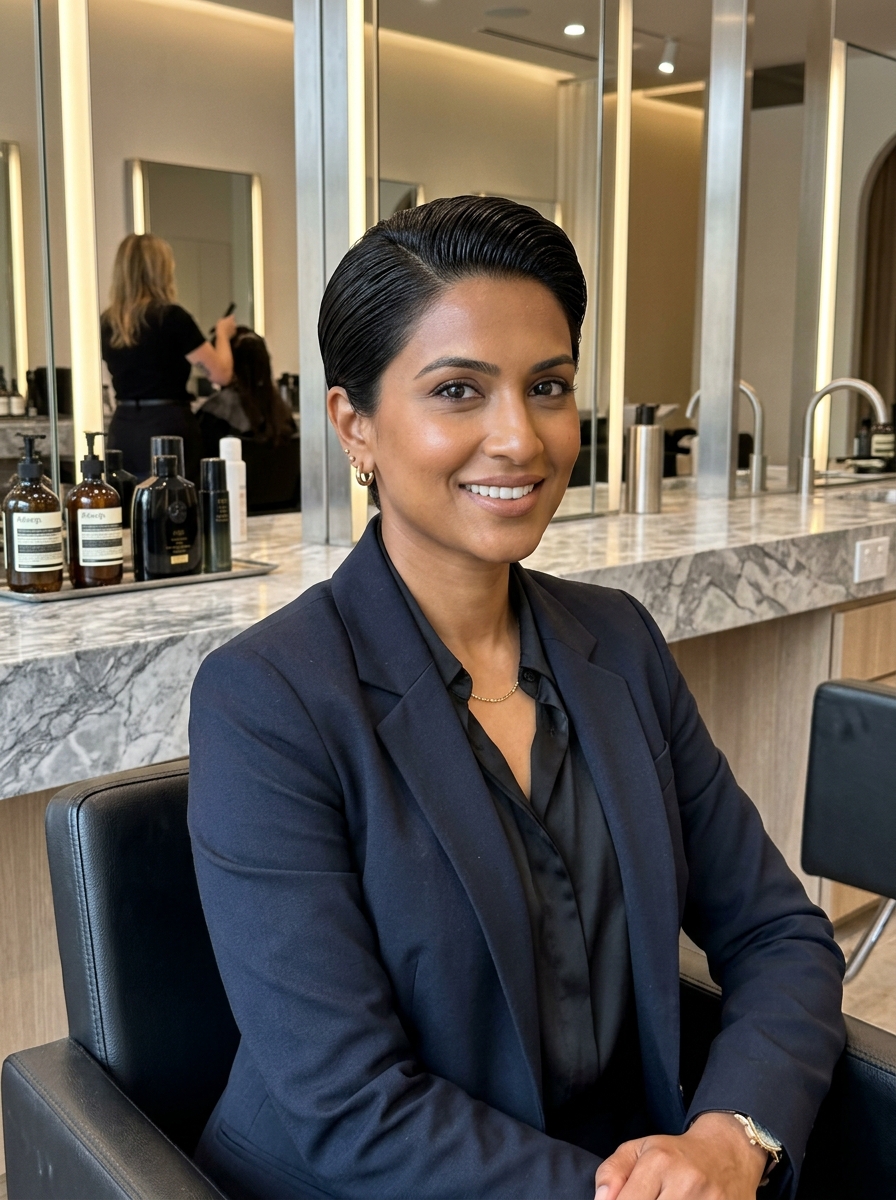 Slicked-Back Executive Pixie
