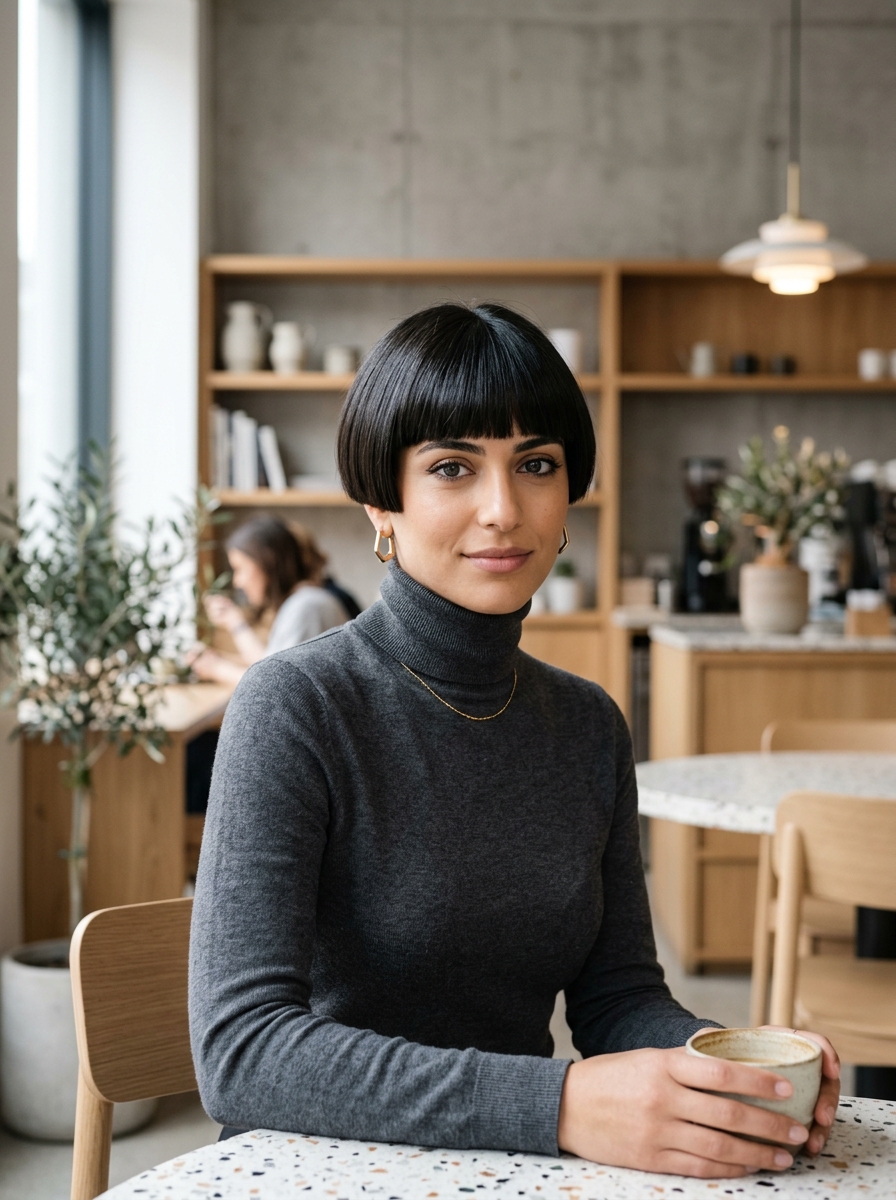 Geometric Modern Bowl Cut Long Pixie