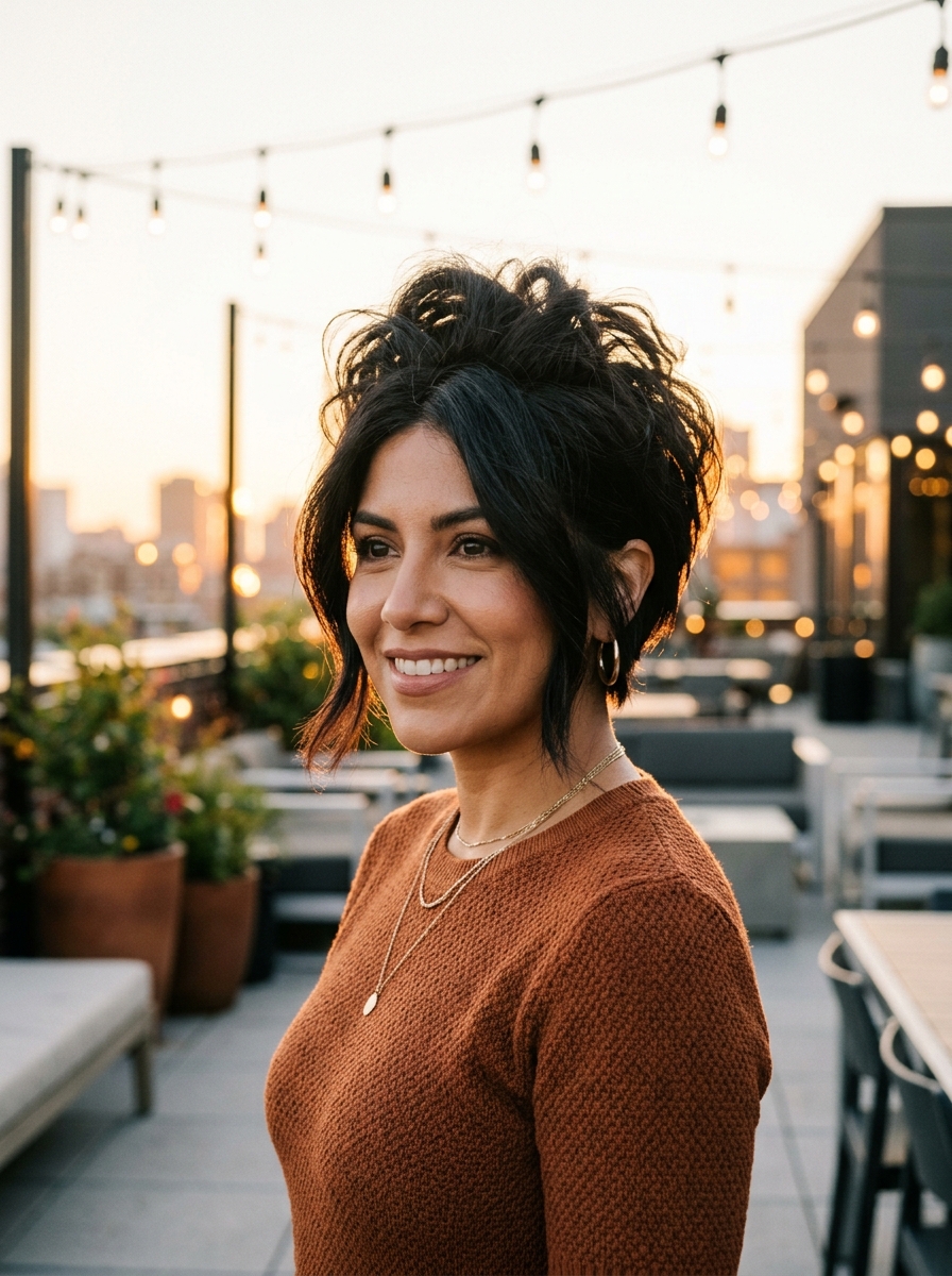 Volume-Crown Textured Long Pixie