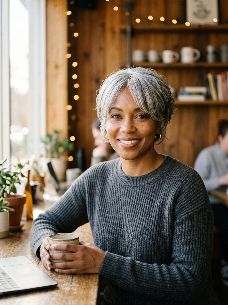 Intentional Silver Gray Chic Long Pixie Bob