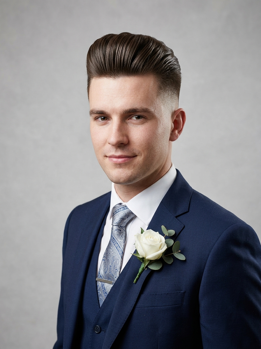 High-Volume Pompadour with Skin Fade