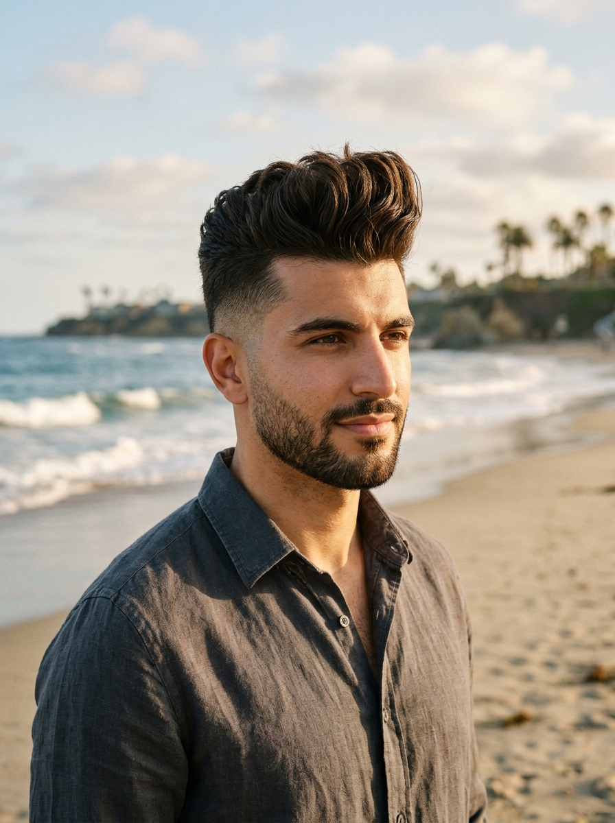 Sculpted Vertical Quiff with Skin Fade