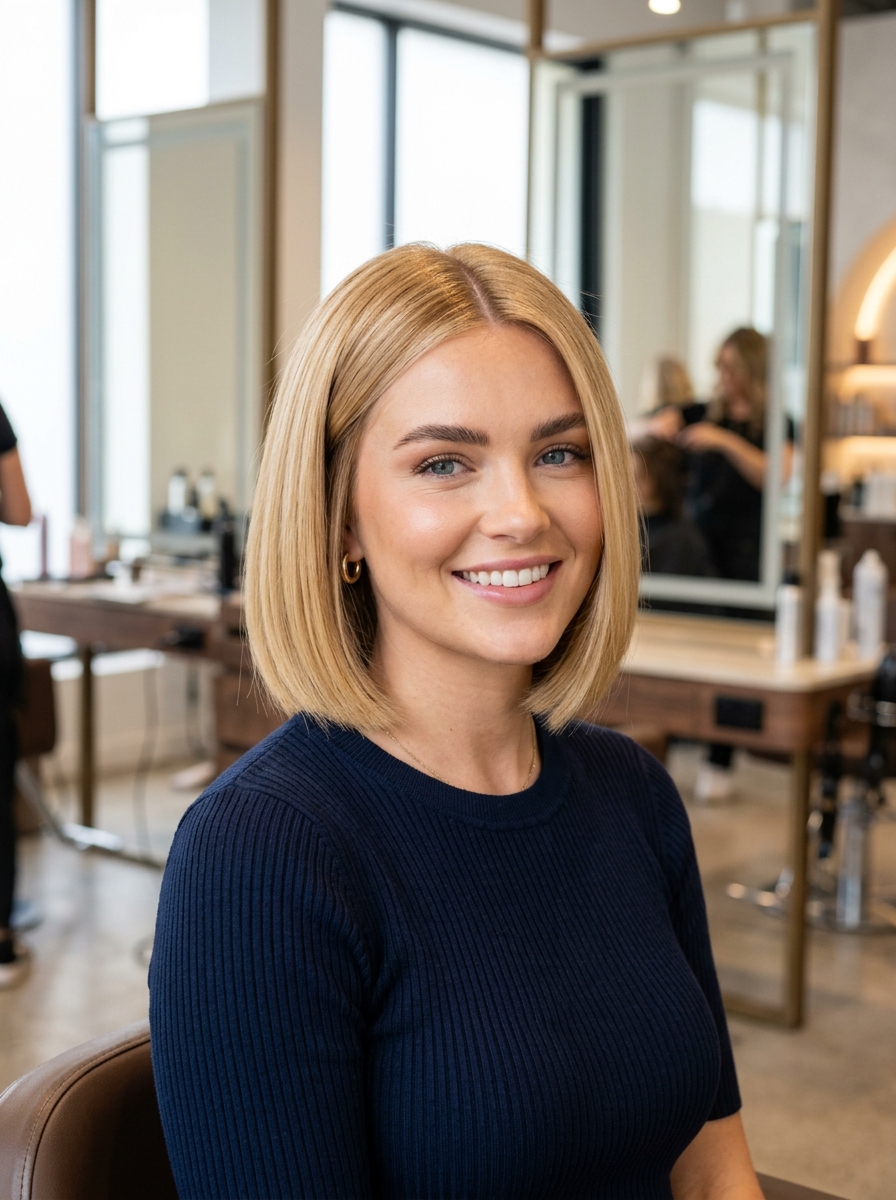 Classic Blunt Bob with Interior Volume Layers