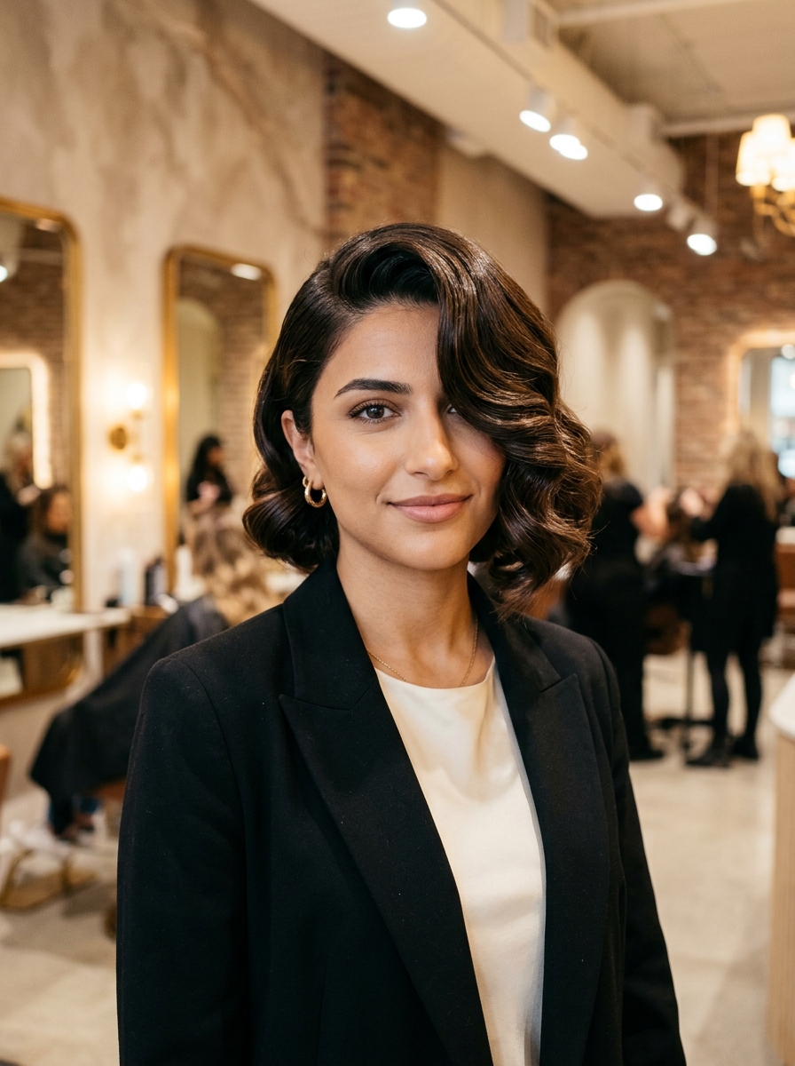Side-Swept Vintage Wave Crop