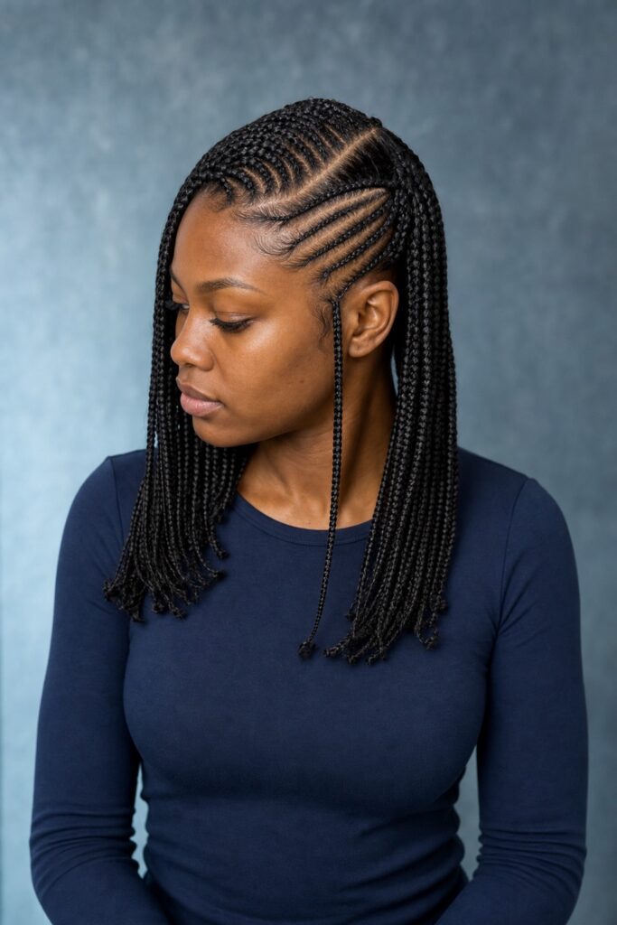 Side-Parted Fulani Braids