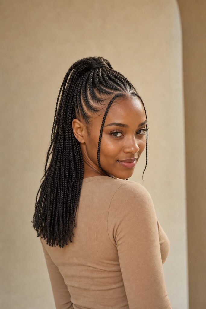 Fulani Half-Up, Half-Down Style